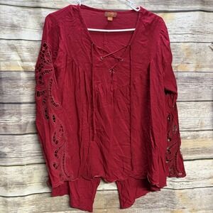 Scully Rangewear Western Shirt Long Sleeve Women's Medium Western Cowgirl Red
